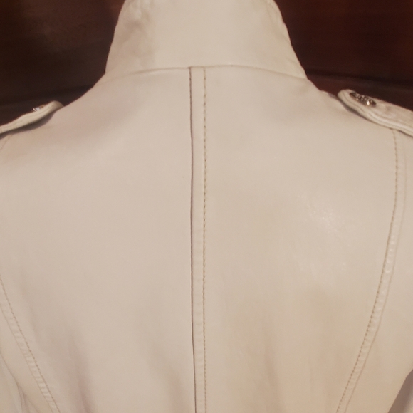 Tory Burch Leather Women's White Military Style Jacket Coat 14 Fits 10 12 - Picture 6 of 14